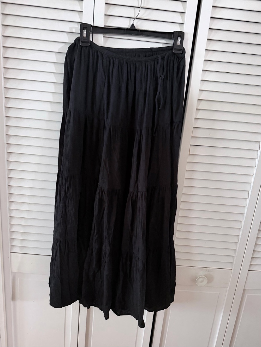 NWOT Aerie Black Gauze Tierd Maxi Skirt with Drawstring Waist